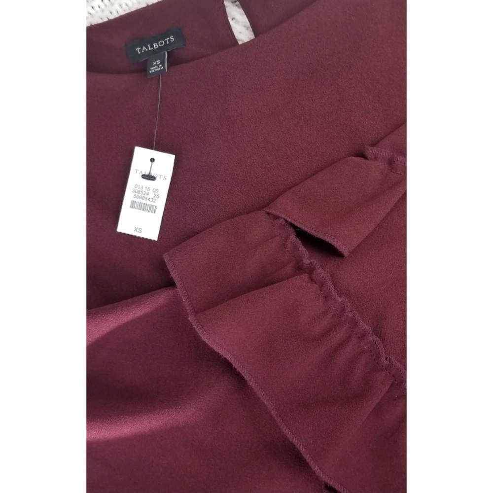 Talbots Maroon Ruffle Sleeve Top - Picture 3 of 3